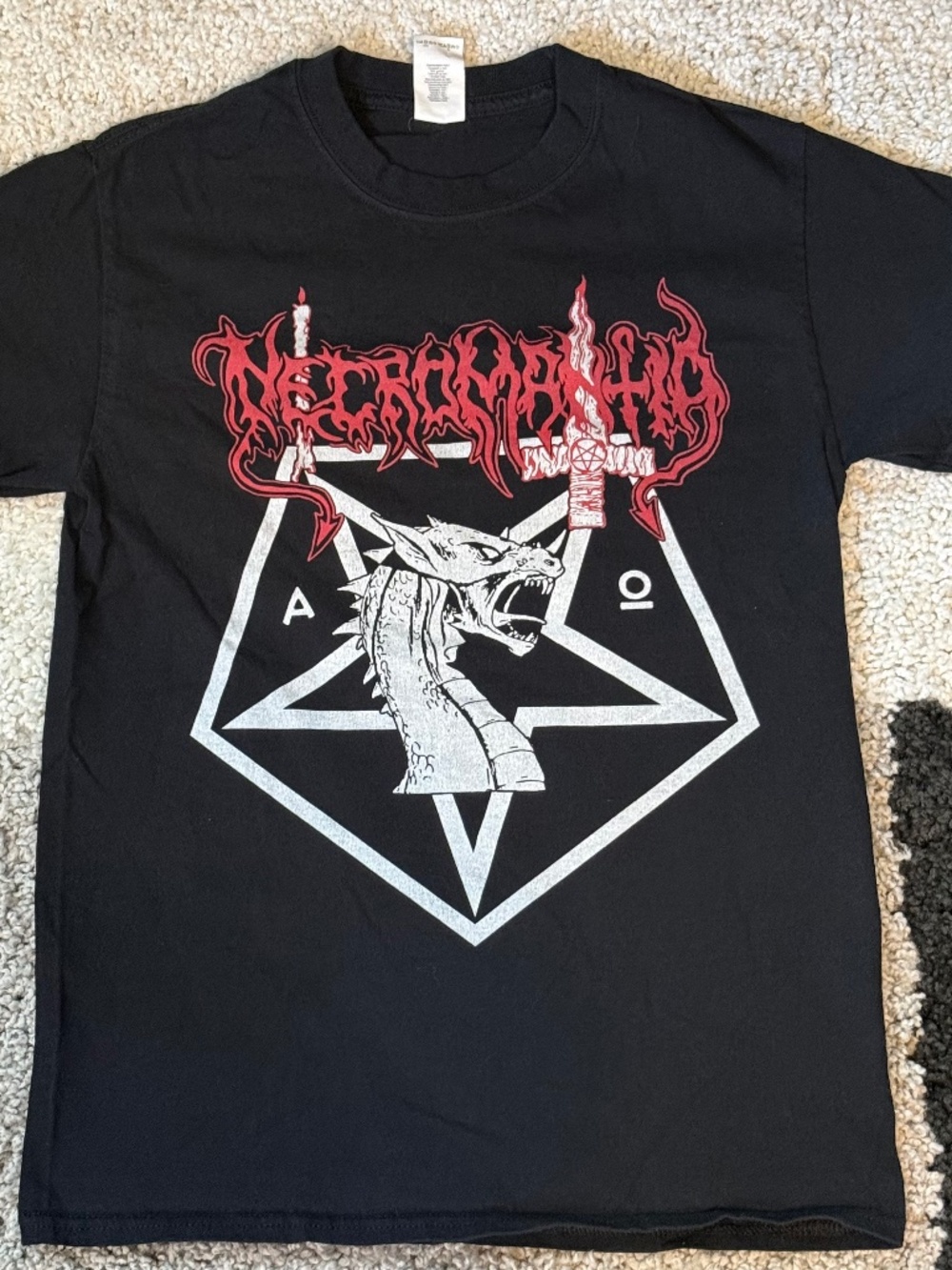 Necromantia Graphic Band T-Shirt Black Size Small Greek Black Metal Tee